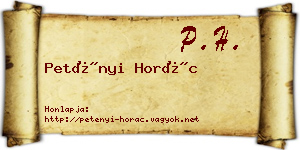 Petényi Horác névjegykártya
